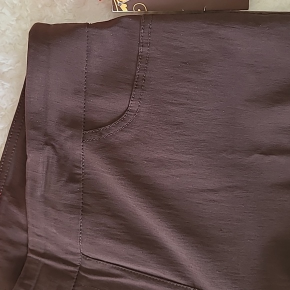 NEW Women's Pants Stretch Multiples Essential Chocolate Brown Faux Pocket Size 8 - Picture 5 of 8